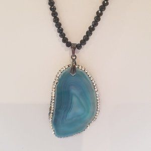 JK NY Blue Agate Necklace, 28"